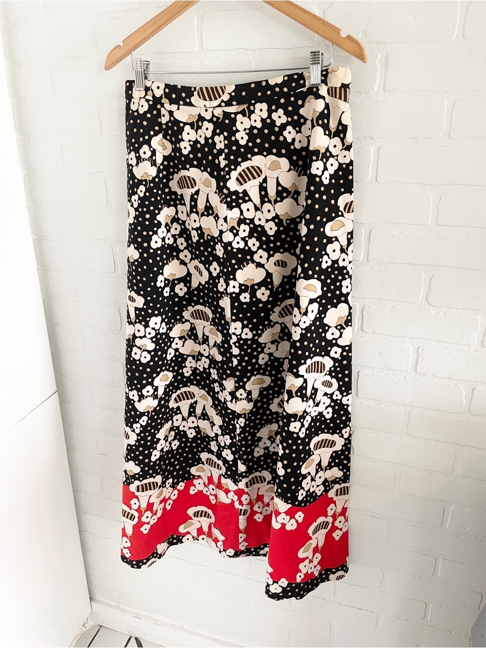 Vintage Holt Renfrew Italy Cotton Mod Botanical Maxi Skirt Editorial Size L - Picture 5 of 16